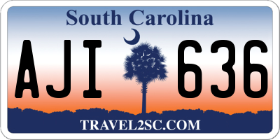 SC license plate AJI636