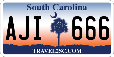SC license plate AJI666