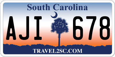SC license plate AJI678