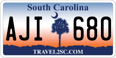 SC license plate AJI680