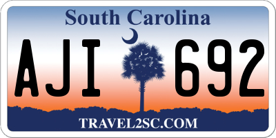 SC license plate AJI692