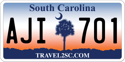 SC license plate AJI701