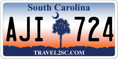 SC license plate AJI724