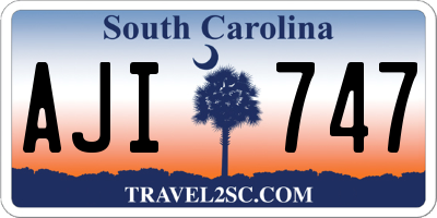 SC license plate AJI747