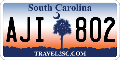 SC license plate AJI802