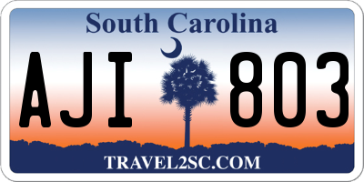SC license plate AJI803
