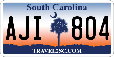 SC license plate AJI804