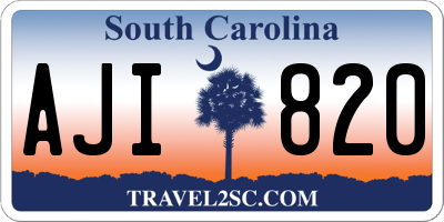 SC license plate AJI820
