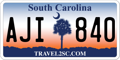 SC license plate AJI840