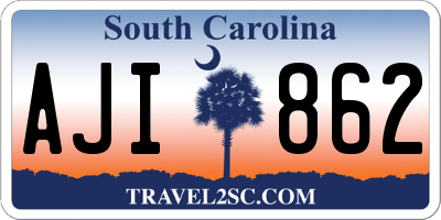 SC license plate AJI862