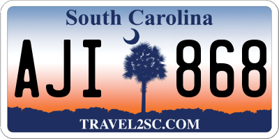 SC license plate AJI868