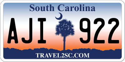 SC license plate AJI922