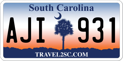 SC license plate AJI931
