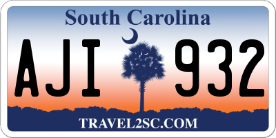 SC license plate AJI932