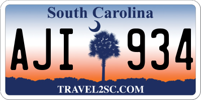 SC license plate AJI934