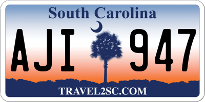 SC license plate AJI947
