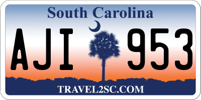 SC license plate AJI953