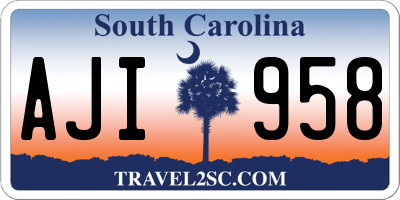 SC license plate AJI958