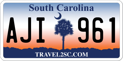 SC license plate AJI961