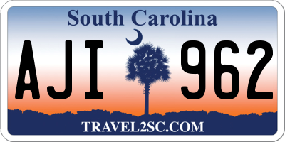 SC license plate AJI962