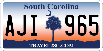 SC license plate AJI965