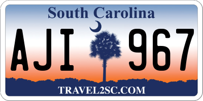 SC license plate AJI967