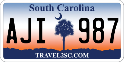 SC license plate AJI987