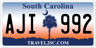 SC license plate AJI992