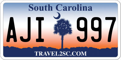 SC license plate AJI997