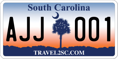 SC license plate AJJ001