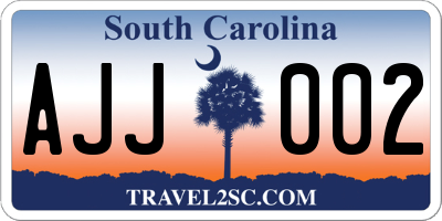 SC license plate AJJ002