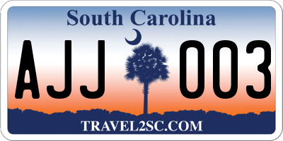 SC license plate AJJ003