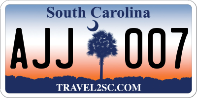 SC license plate AJJ007