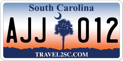 SC license plate AJJ012