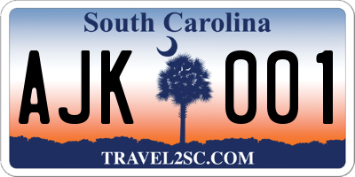 SC license plate AJK001