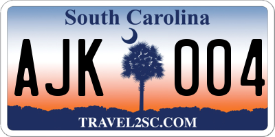 SC license plate AJK004