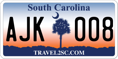 SC license plate AJK008
