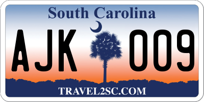 SC license plate AJK009