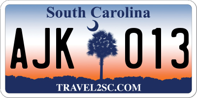 SC license plate AJK013