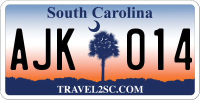 SC license plate AJK014