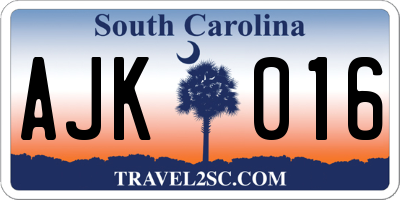 SC license plate AJK016