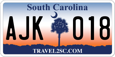 SC license plate AJK018