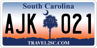 SC license plate AJK021