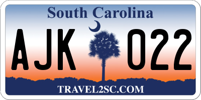 SC license plate AJK022