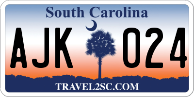 SC license plate AJK024