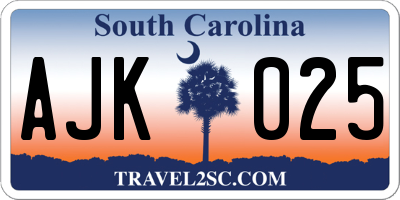 SC license plate AJK025