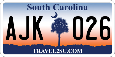 SC license plate AJK026