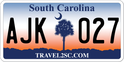 SC license plate AJK027