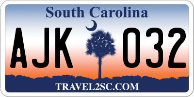 SC license plate AJK032