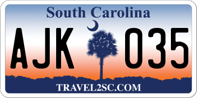 SC license plate AJK035